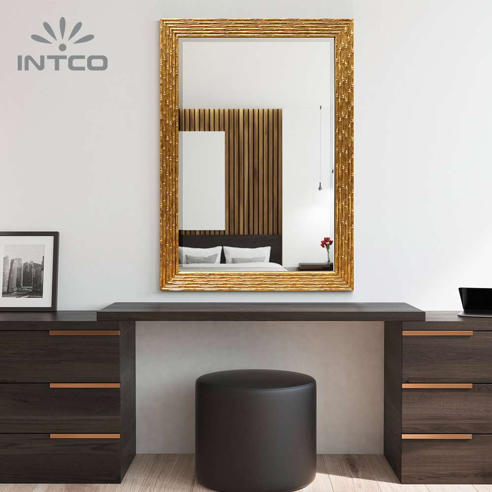 Intco gold decorative bamboo mirror ideas for wall decor